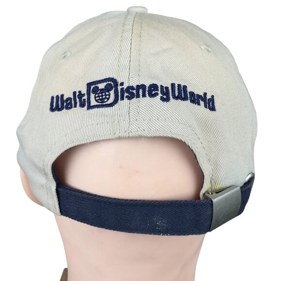 Vtg Disney Mickey Mouse Baseball Cap Hat Beige Navy Embroidered Strapback - Picture 6 of 15